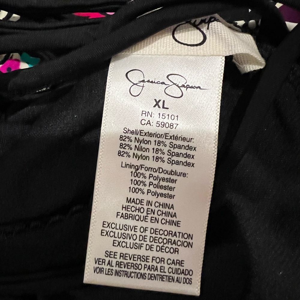 Jessica Simpson Black and Pink Floral One Piece Swimsuit - Picture 6 of 7